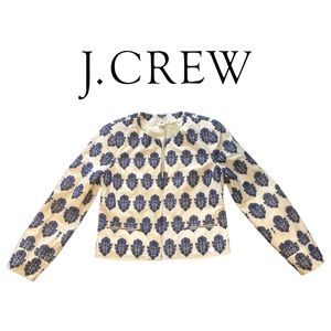 J. CREW Embroidered Lined Zip Jacket Eyelet